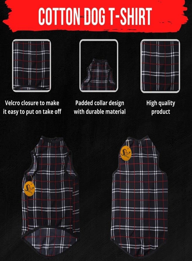 Sage Square Funky Soft Material Dog T-Shirt | Cool/Funky Print Pet | Soft Light Weight | Comfortable & Breathable Dog Clothing | Trendy Vest Outfit (XLarge - 24 inch) (Black Check Print) - Image 5